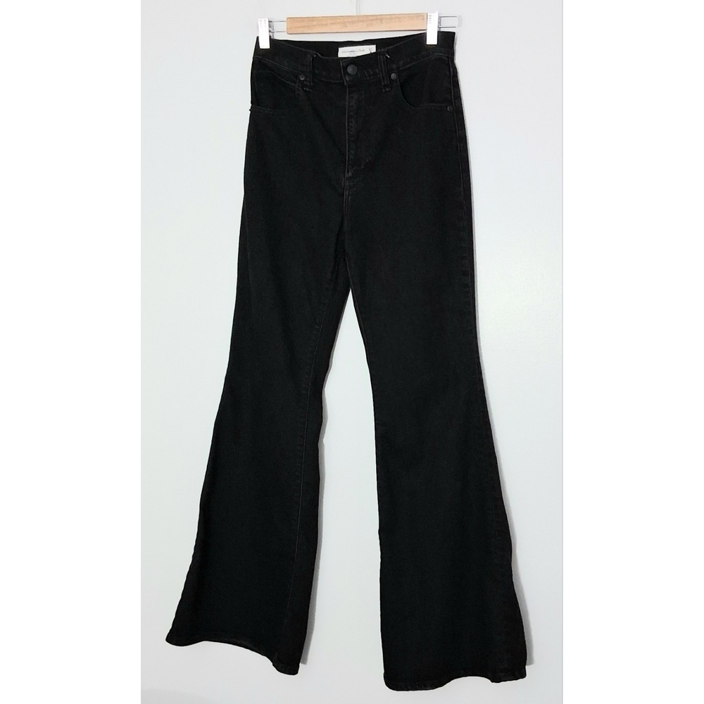 Abercrombie Fitch Jeans Women's 27 Black Flare High Rise Pockets Hippie Bohemian